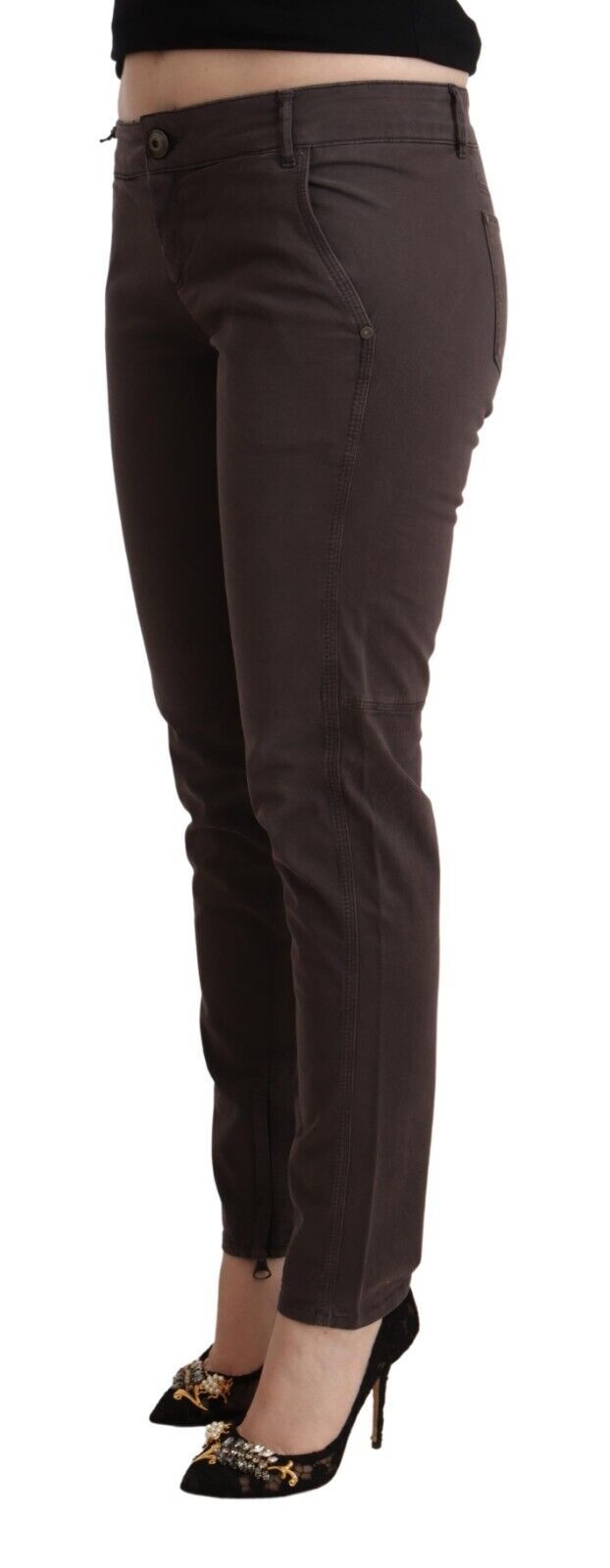 Ermanno Scervino Chic Brown Low Waist Skinny Pants - W29