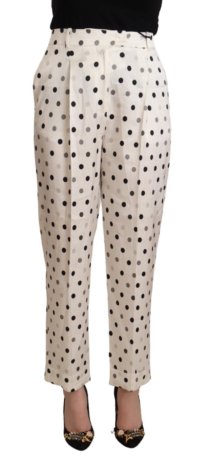 Ermanno Scervino Chic High Waist Polka Dotted Tapered Pants - IT42|M