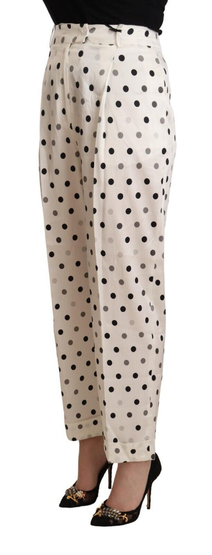 Ermanno Scervino Chic High Waist Polka Dotted Tapered Pants - IT42|M