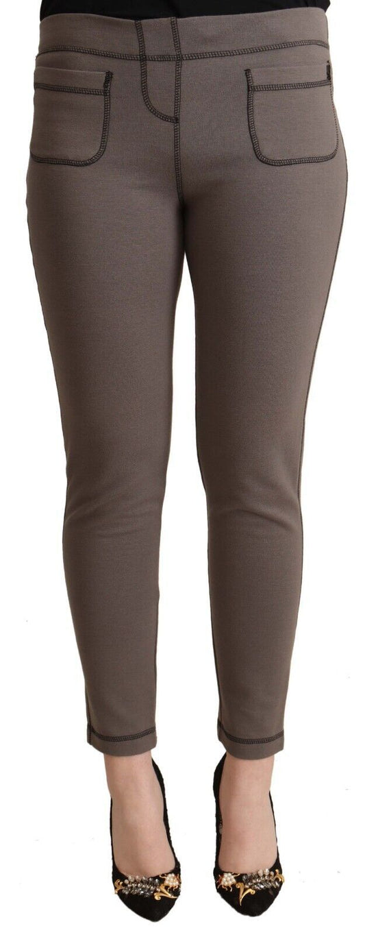 John Galliano Chic Gray Mid Waist Skinny Pants for Sophisticated Style - IT42|M