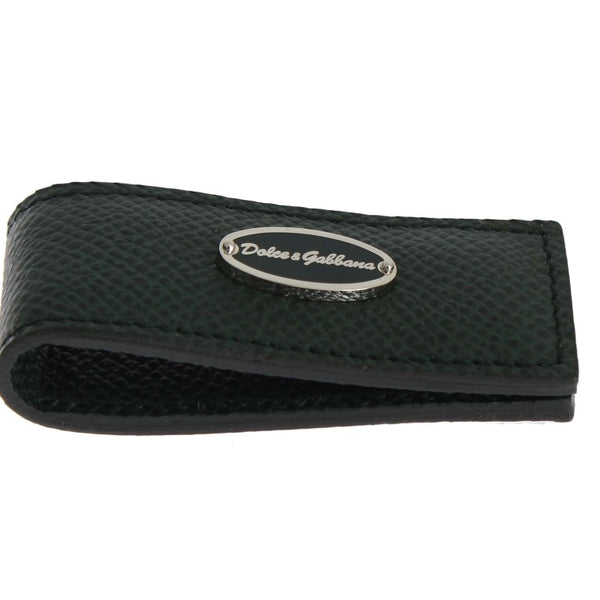 Dolce & Gabbana Elegant Green Leather Money Clip