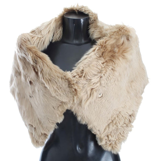 Dolce & Gabbana Elegant Alpaca Fur Shoulder Wrap in Beige - IT40 | XS