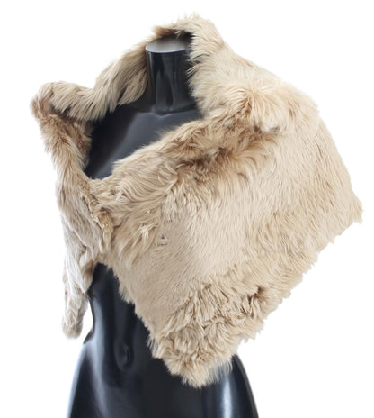 Dolce & Gabbana Elegant Alpaca Fur Shoulder Wrap in Beige - IT40 | XS