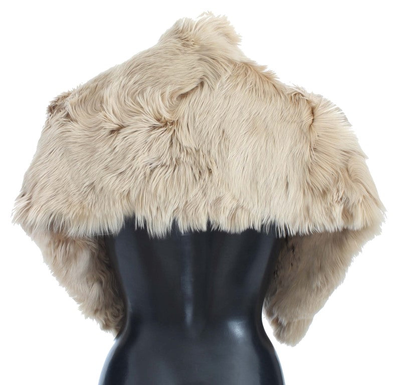 Dolce & Gabbana Elegant Alpaca Fur Shoulder Wrap in Beige - IT40 | XS