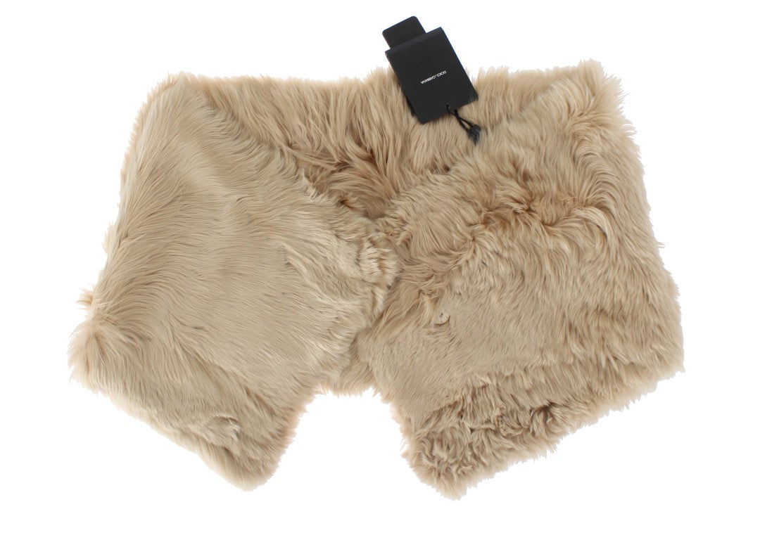 Dolce & Gabbana Elegant Alpaca Fur Shoulder Wrap in Beige - IT40 | XS