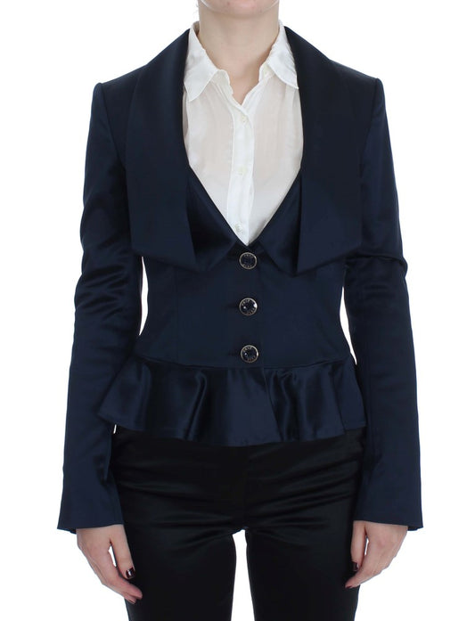 Exte Elegant Blue Blazer Jacket with Designer Flair - IT40|S