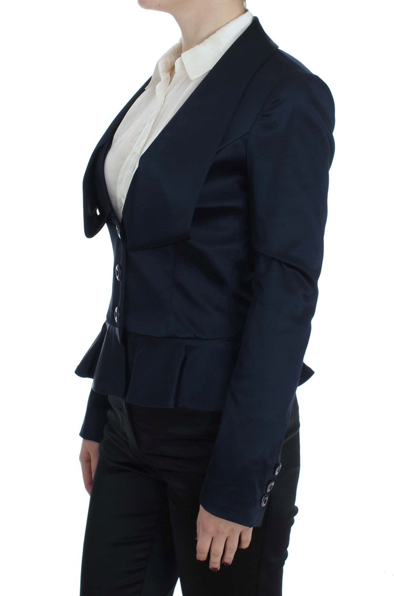 Exte Elegant Blue Blazer Jacket with Designer Flair - IT40|S