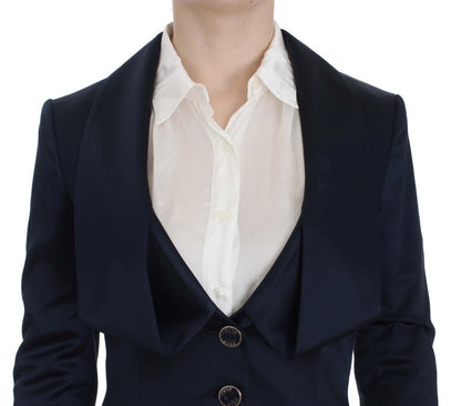 Exte Elegant Blue Blazer Jacket with Designer Flair - IT40|S