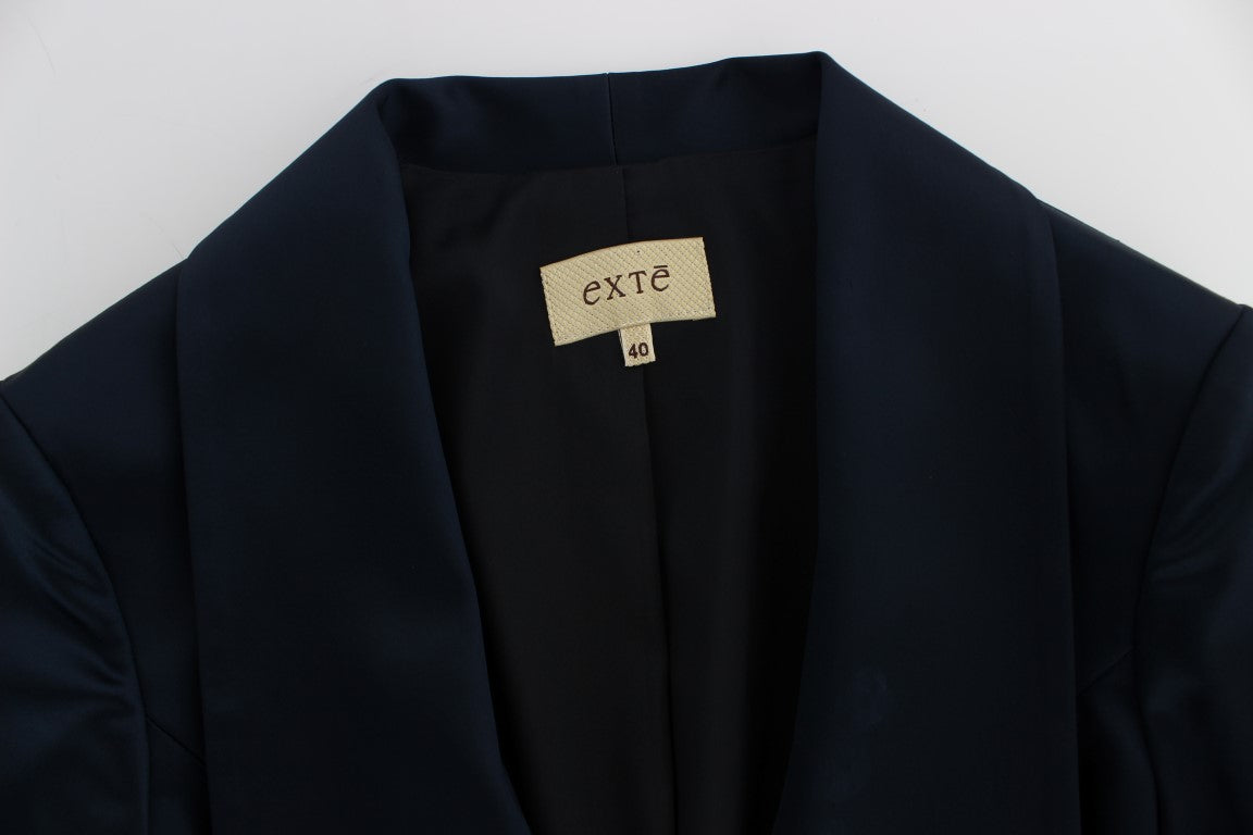 Exte Elegant Blue Blazer Jacket with Designer Flair - IT40|S