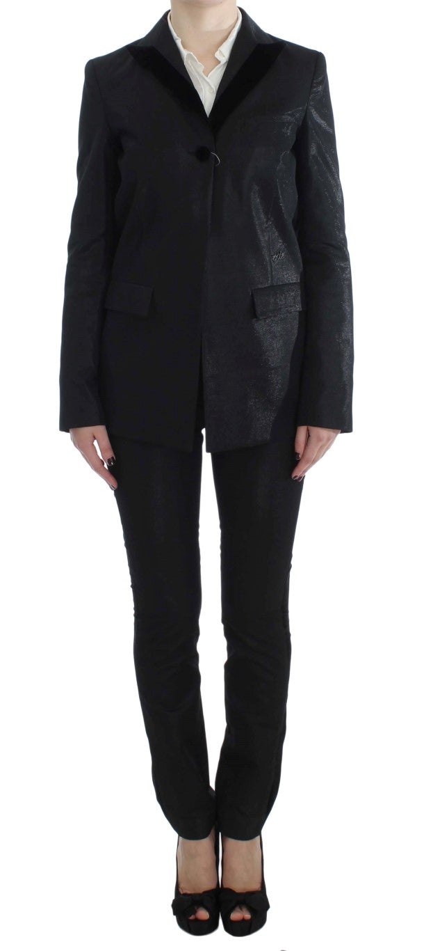 Exte Elegant Three-Piece Black Pants Suit - IT42|M