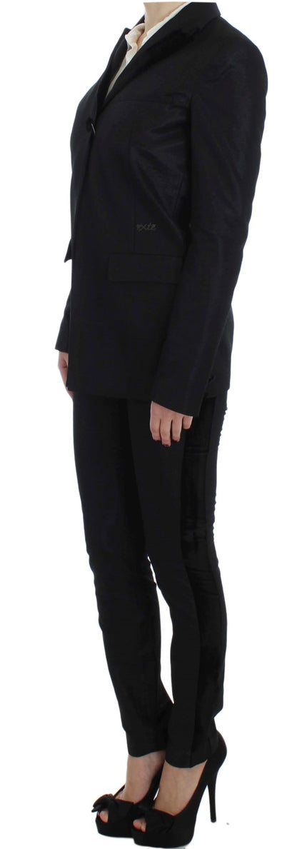 Exte Elegant Three-Piece Black Pants Suit - IT42|M