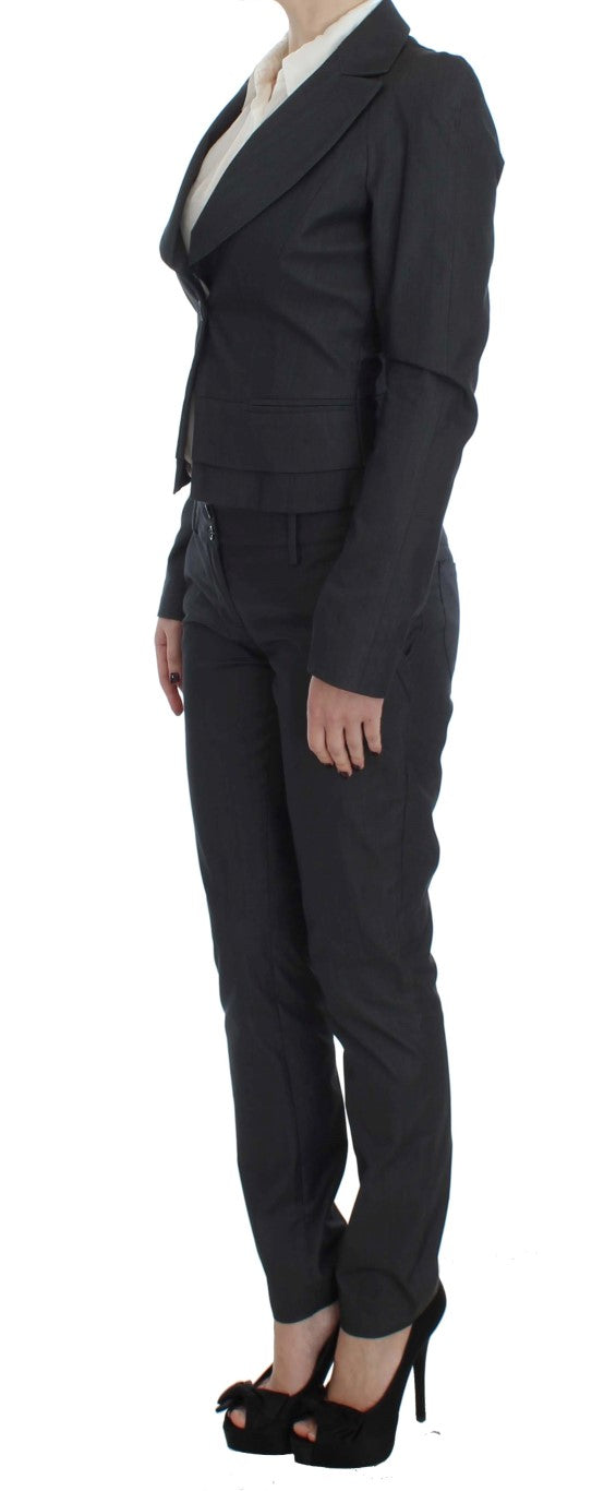 Exte Chic Gray Cotton Blend Pantsuit Ensemble - IT42|M