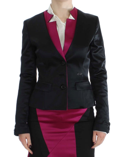 Exte Chic Black and Pink Single-Breasted Blazer - IT40|S