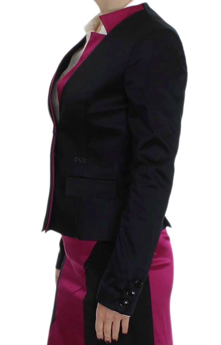 Exte Chic Black and Pink Single-Breasted Blazer - IT40|S