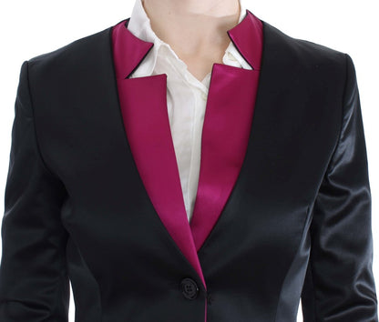 Exte Chic Black and Pink Single-Breasted Blazer - IT40|S