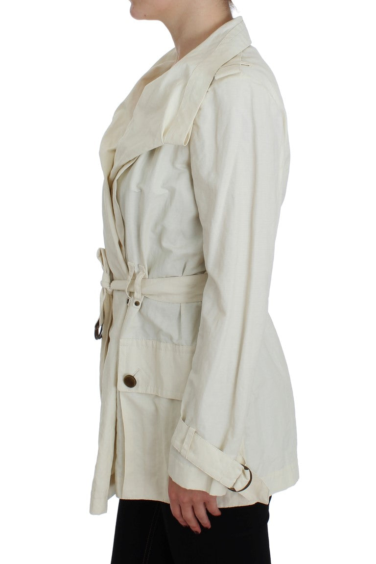 PLEIN SUD Elegant White Wrap Trench Jacket - IT42 | S