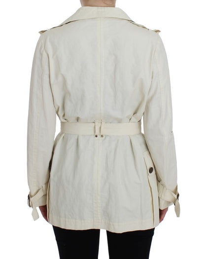 PLEIN SUD Elegant White Wrap Trench Jacket - IT42 | S