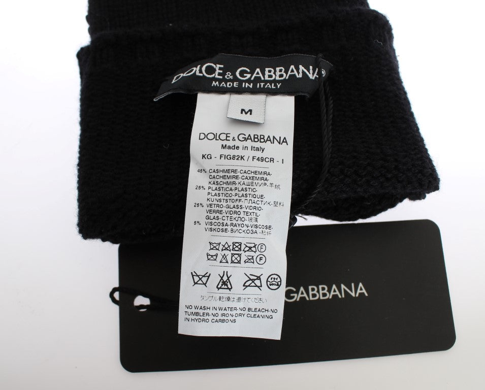 Dolce & Gabbana Sequin-Embellished Cashmere Fingerless Gloves - M