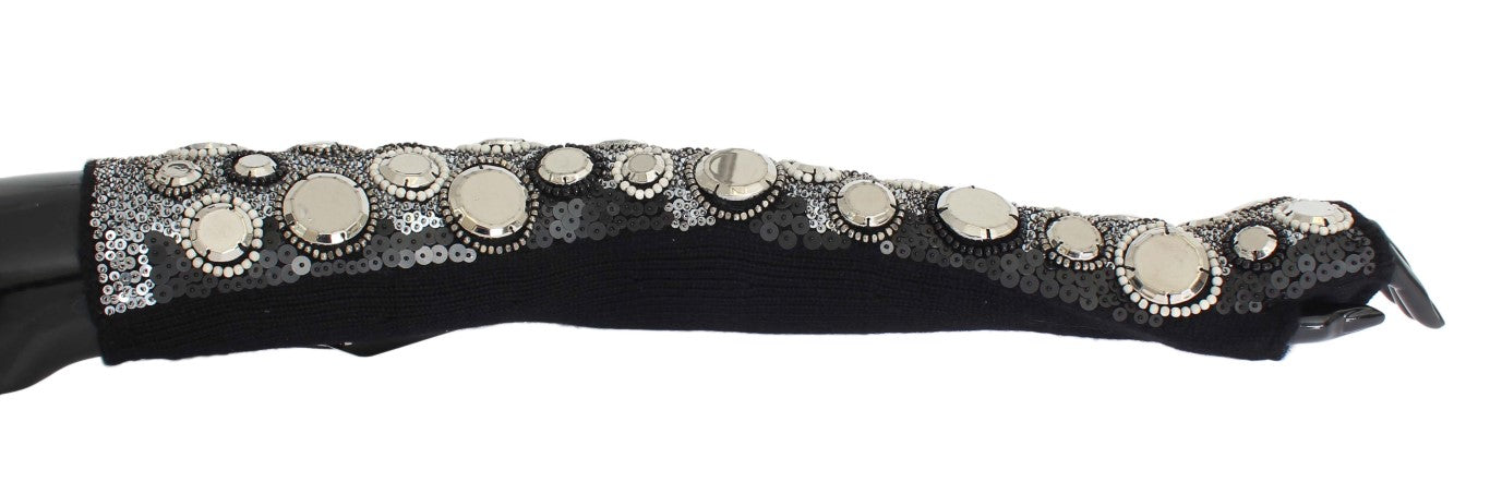 Dolce & Gabbana Sequin-Embellished Cashmere Fingerless Gloves - M