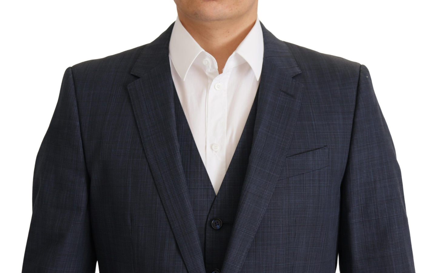 Dolce & Gabbana Elegant Dark Blue Cotton Three Piece Martini Suit - IT48 | M