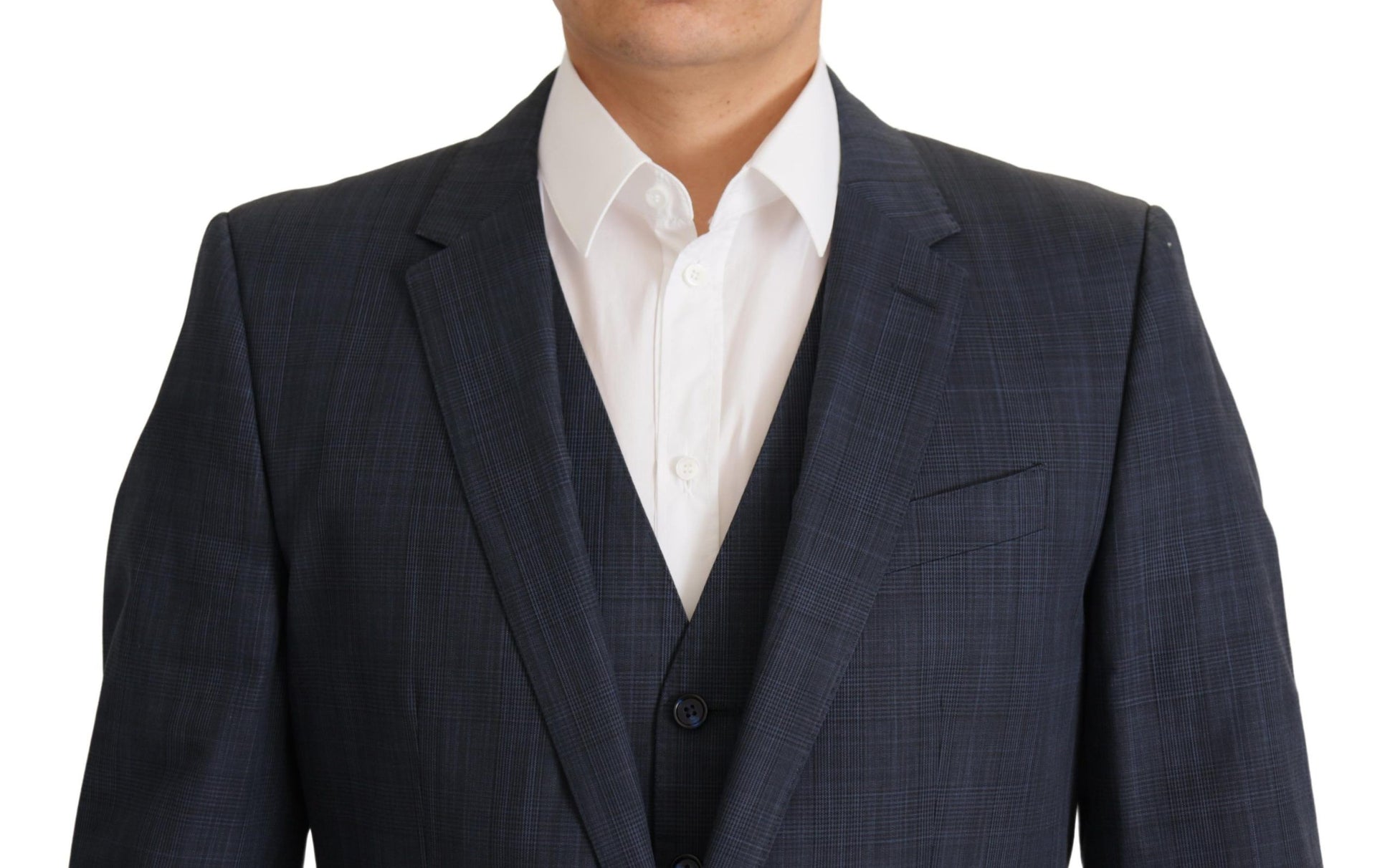 Dolce & Gabbana Elegant Dark Blue Cotton Three Piece Martini Suit - IT48 | M