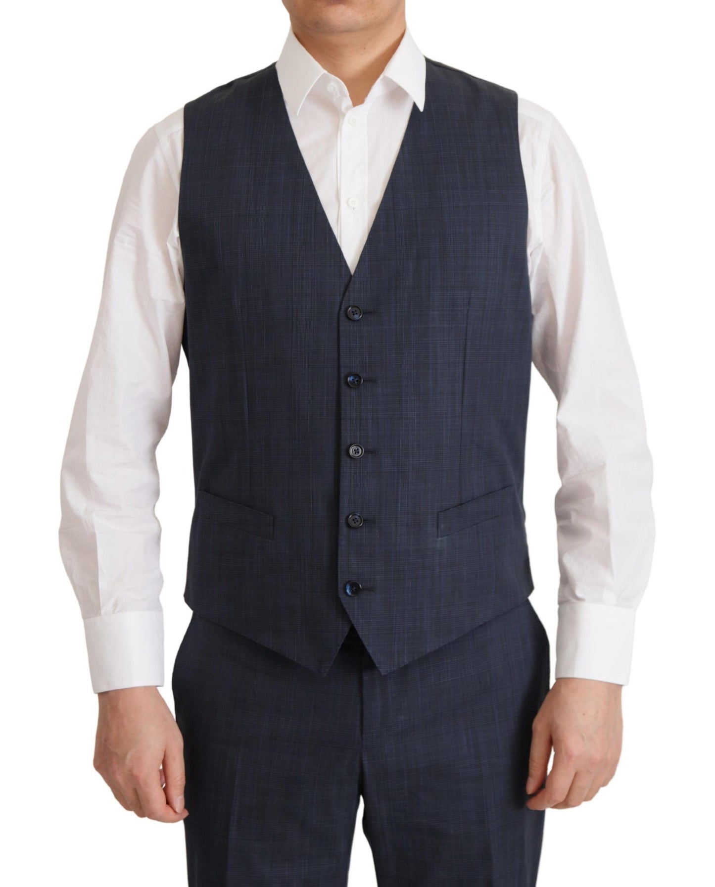 Dolce & Gabbana Elegant Dark Blue Cotton Three Piece Martini Suit - IT48 | M