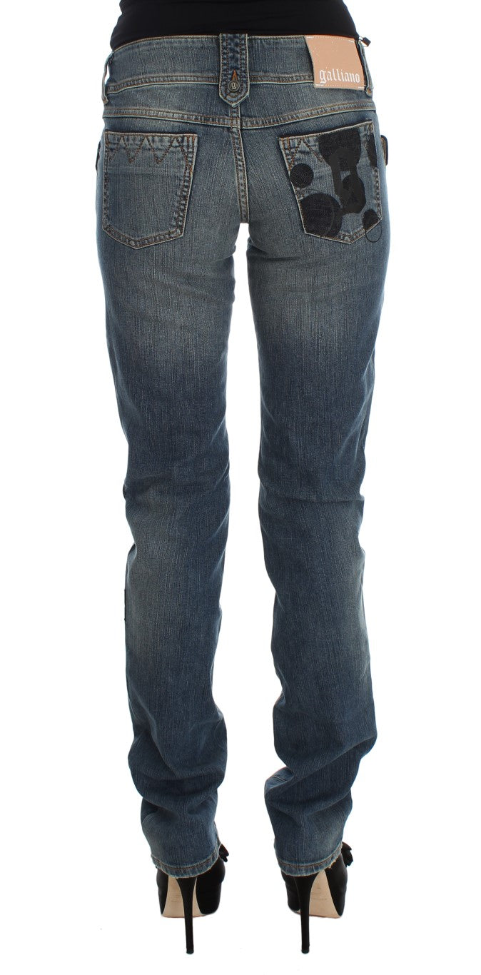 John Galliano Chic Slim Fit Bootcut Jeans in Blue Wash