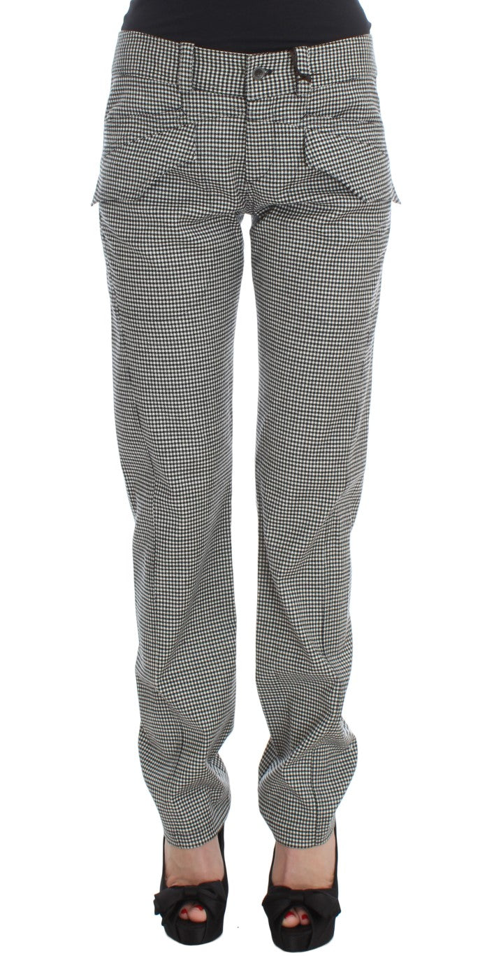 Ermanno Scervino Chic Checkered Black & White Regular Fit Pants - IT42|M