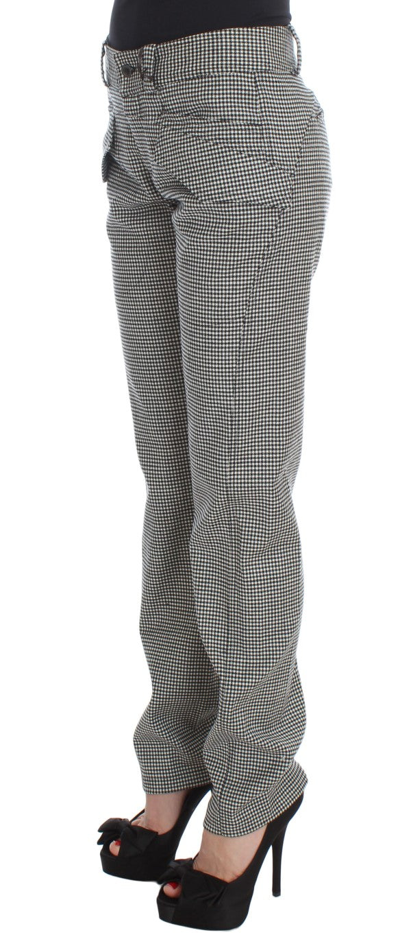 Ermanno Scervino Chic Checkered Black & White Regular Fit Pants - IT42|M