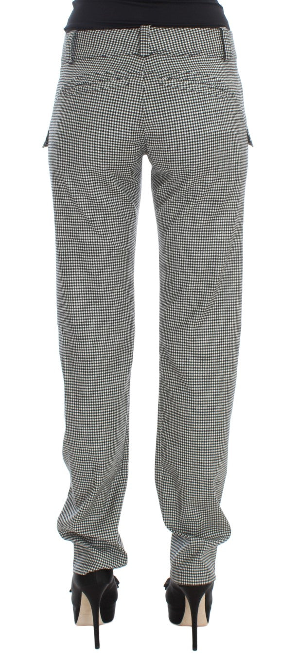 Ermanno Scervino Chic Checkered Black & White Regular Fit Pants - IT42|M