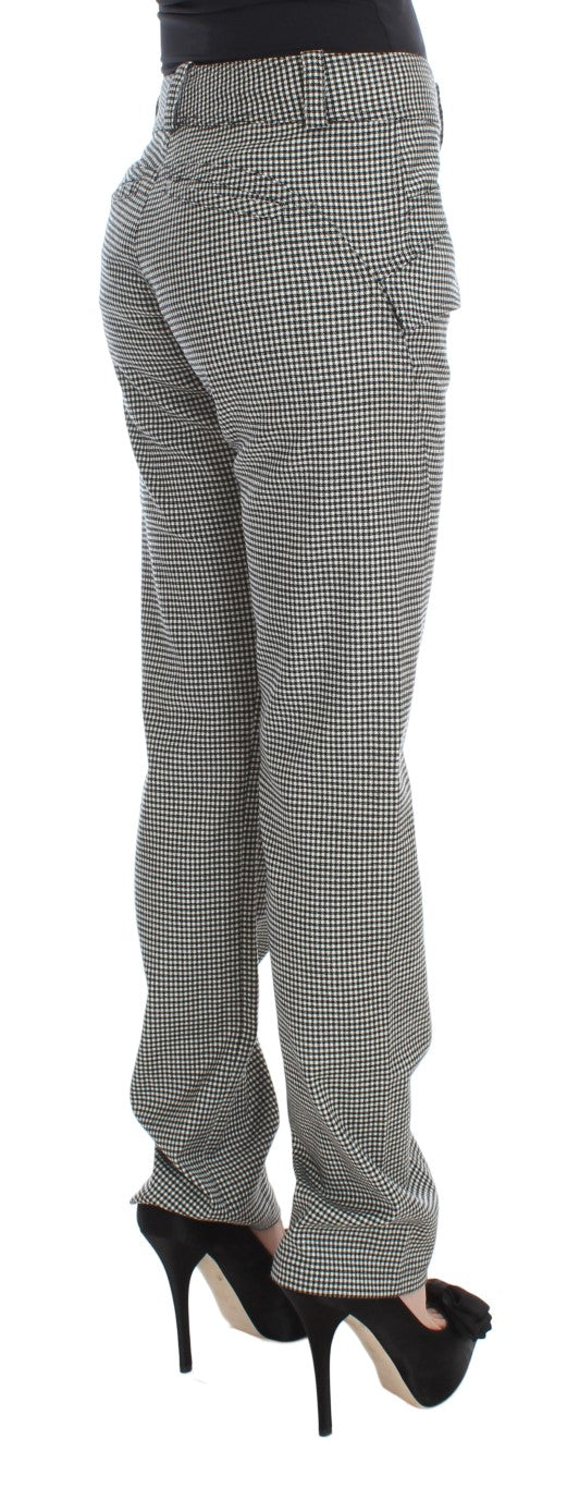 Ermanno Scervino Chic Checkered Black & White Regular Fit Pants - IT42|M