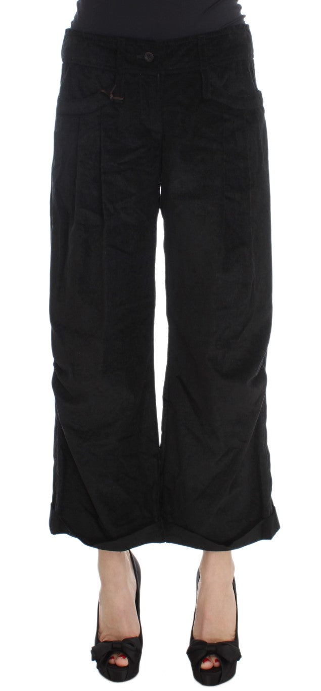 Ermanno Scervino Chic Black Wide Leg Cotton Jeans - IT40|S