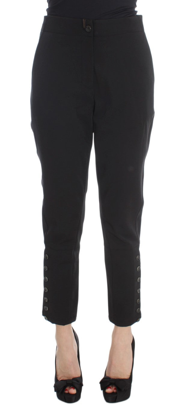 Ermanno Scervino Elegant Cropped Capri Pants in Black - IT40|S