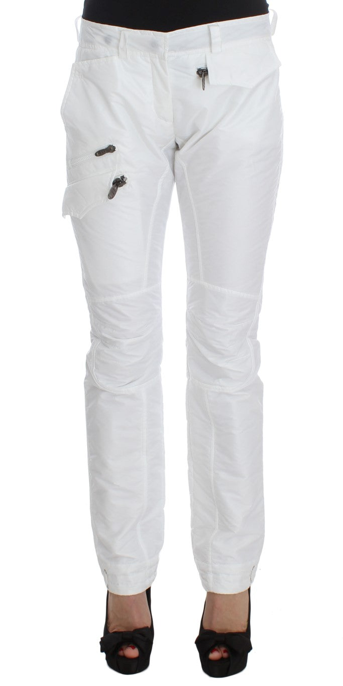 Ermanno Scervino Chic White Nylon Cargo Pants by Italian Designer - IT42|M