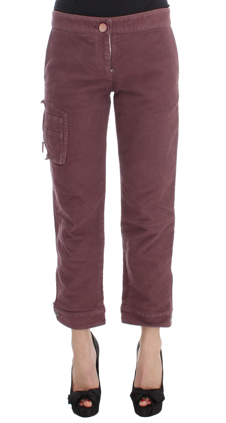 Ermanno Scervino Chic Bordeaux Capri Cropped Cargo Pants - IT38|XS