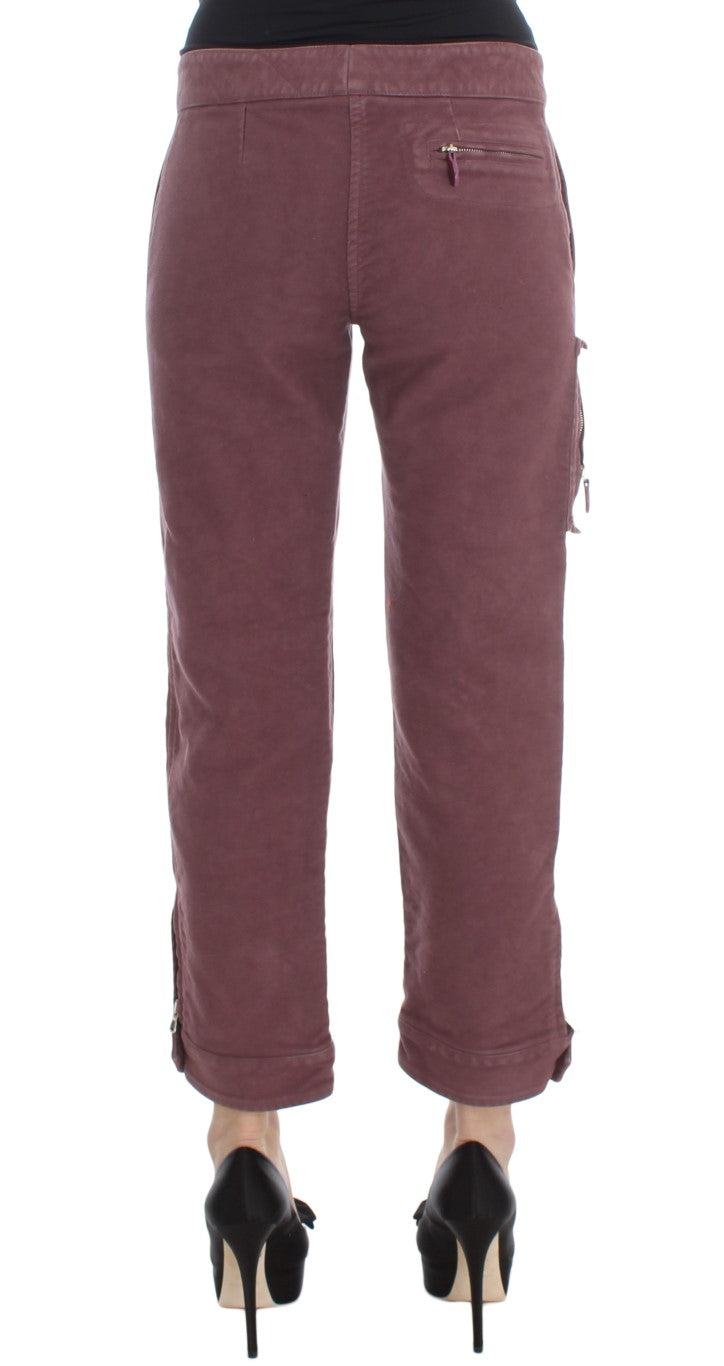 Ermanno Scervino Chic Bordeaux Capri Cropped Cargo Pants - IT38|XS