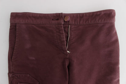 Ermanno Scervino Chic Bordeaux Capri Cropped Cargo Pants - IT38|XS