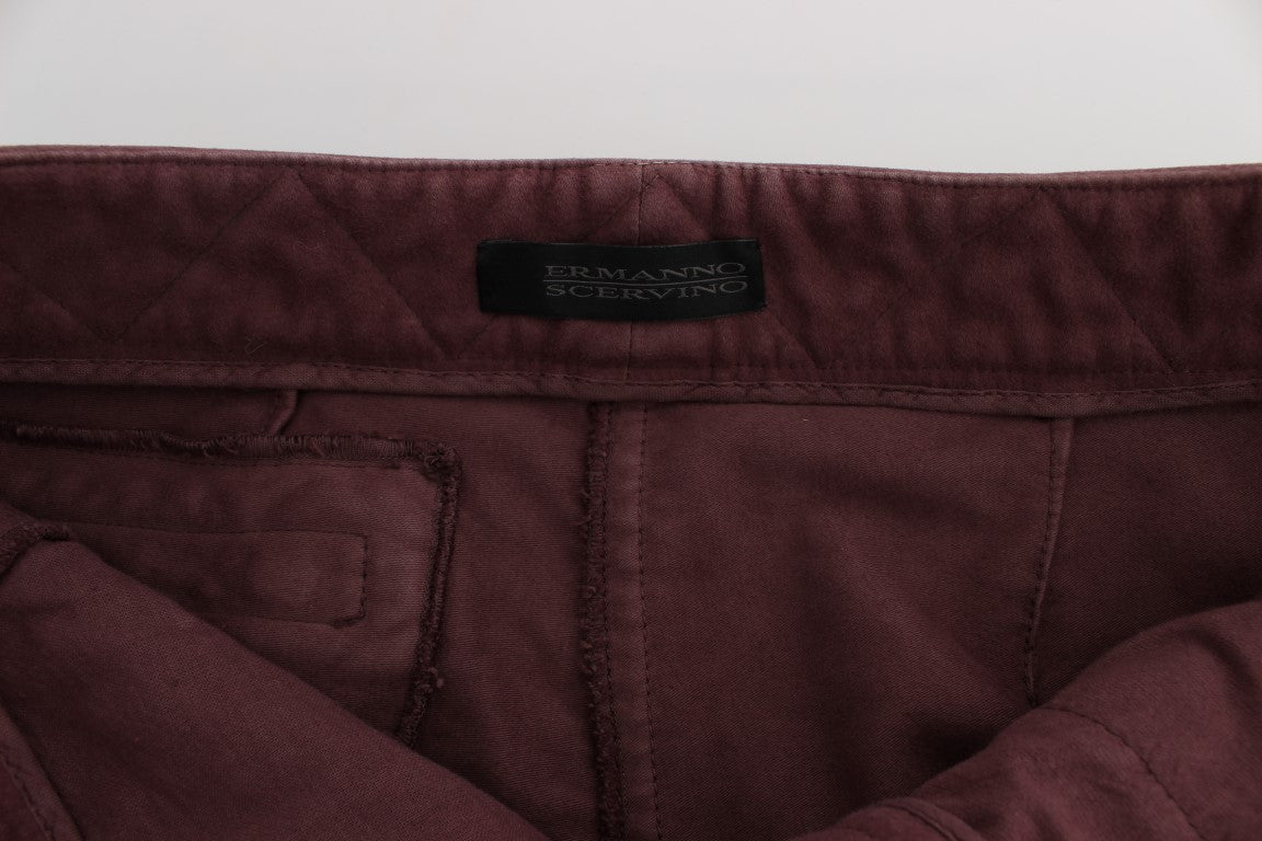 Ermanno Scervino Chic Bordeaux Capri Cropped Cargo Pants - IT38|XS