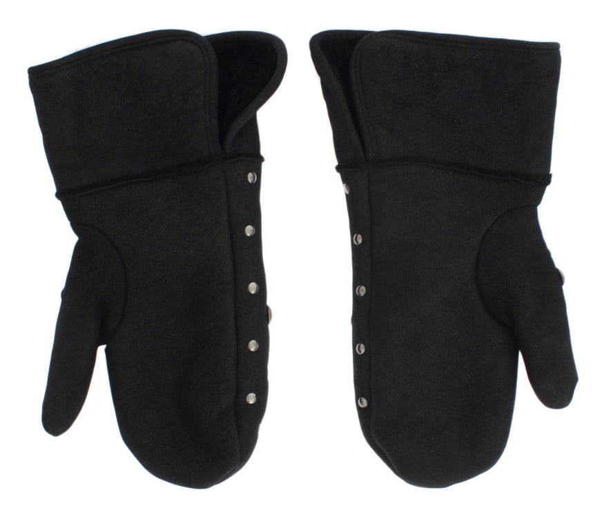 Dolce & Gabbana Elegant Studded Gray Wool Gloves - 9|M