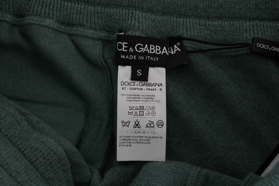 Dolce & Gabbana Elegant Green Cashmere Sport Pants - S