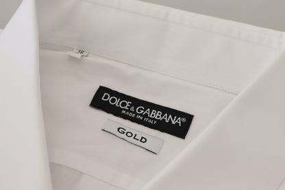 Dolce & Gabbana Elegant White Peacock Feather Dress Shirt - IT41 | L