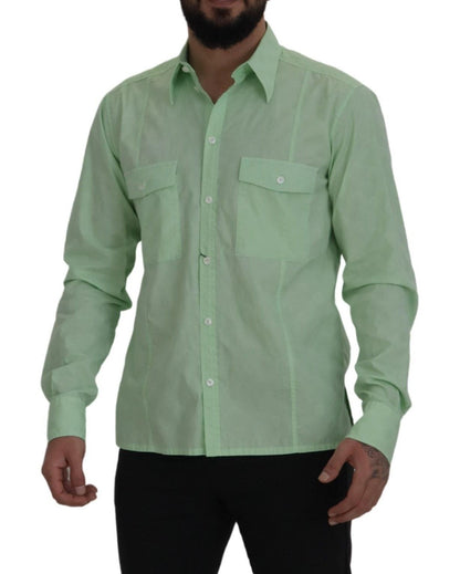 Dolce & Gabbana Mint Green Slim Fit Casual Button-Down Shirt - IT42 | XL