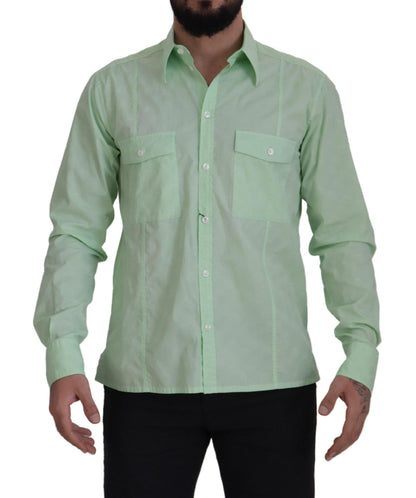 Dolce & Gabbana Mint Green Slim Fit Casual Button-Down Shirt - IT42 | XL