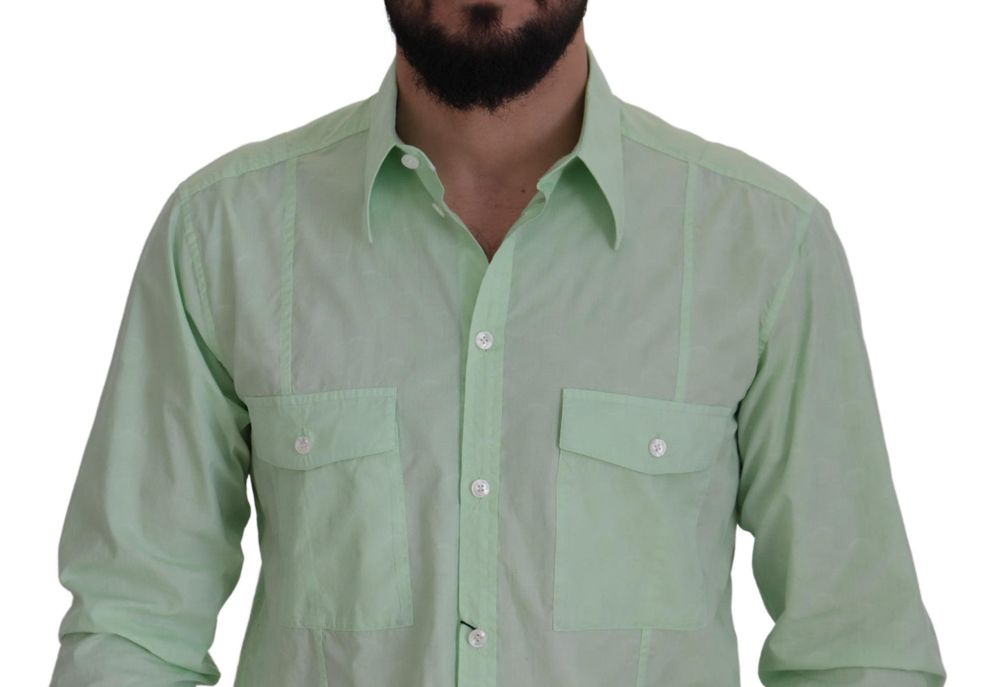 Dolce & Gabbana Mint Green Slim Fit Casual Button-Down Shirt - IT42 | XL