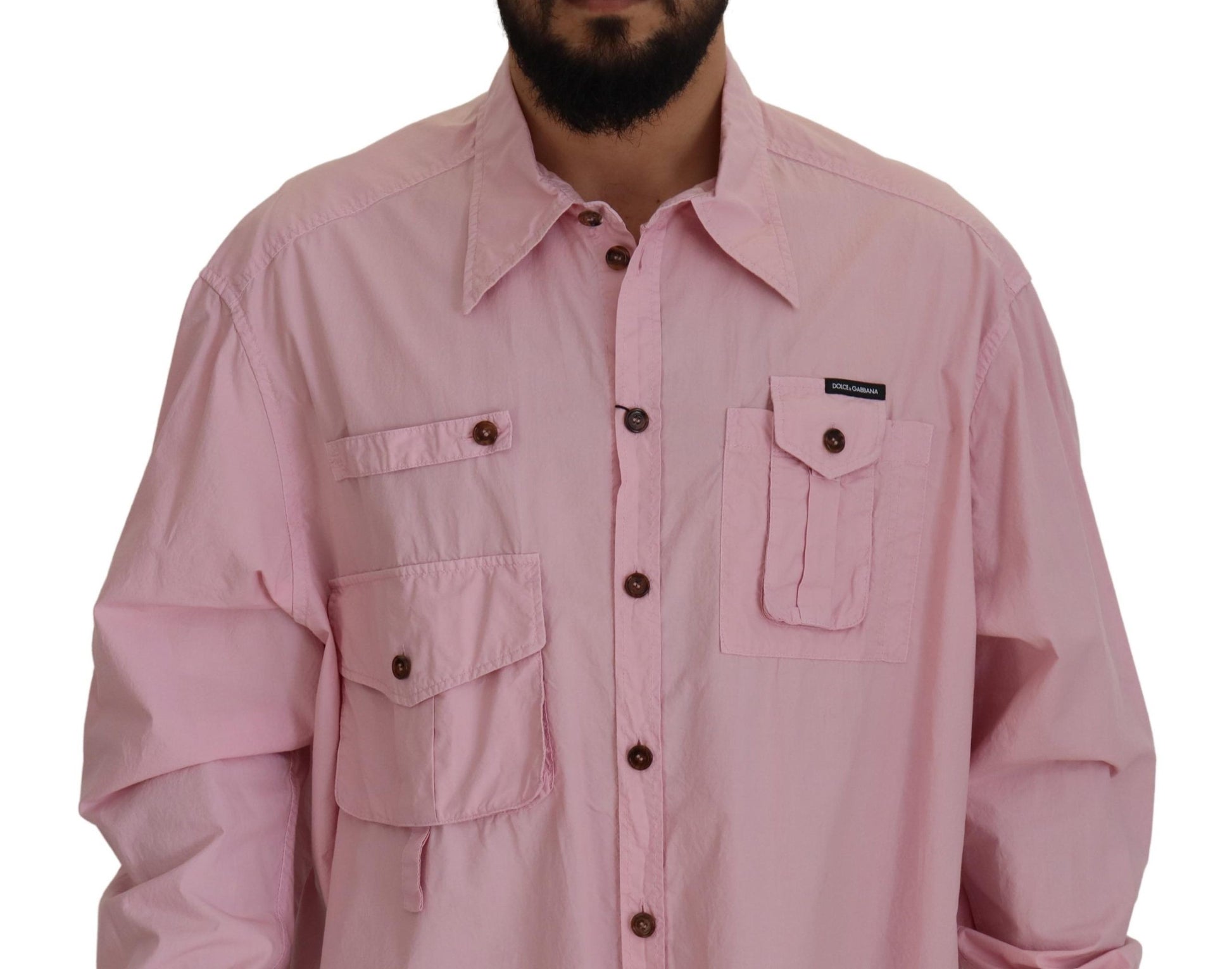 Dolce & Gabbana Elegant Pink Casual Cotton Shirt - IT45 | 3XL