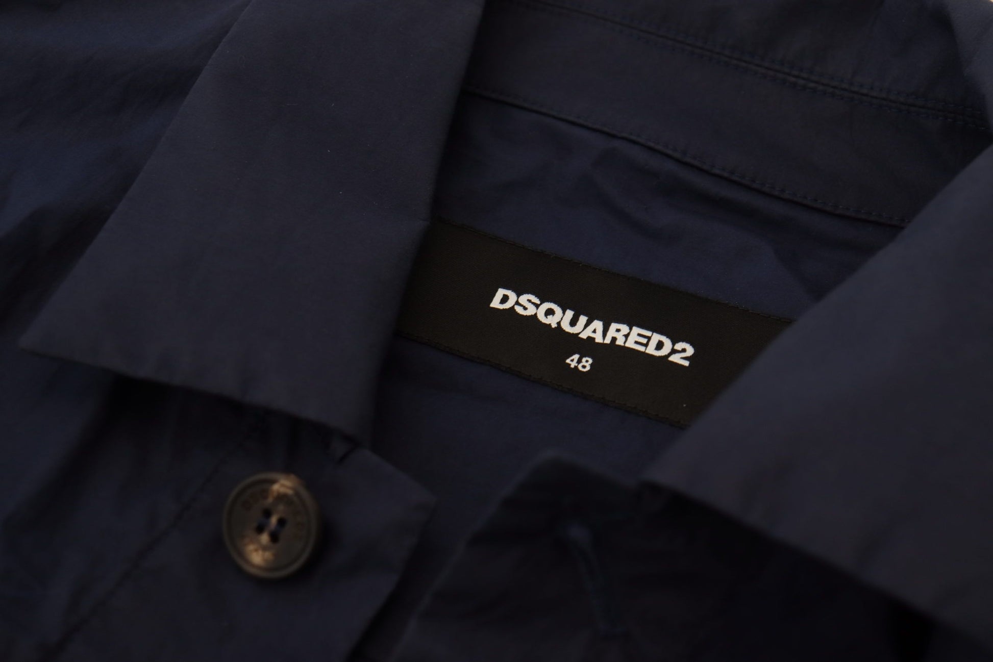 Dsquared² Svelte Dark Blue Cotton Shirt - IT48 | M