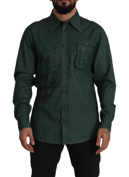 Dolce & Gabbana Emerald Elegance Slim Fit Casual Shirt - IT41 | L