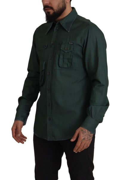 Dolce & Gabbana Emerald Elegance Slim Fit Casual Shirt - IT41 | L