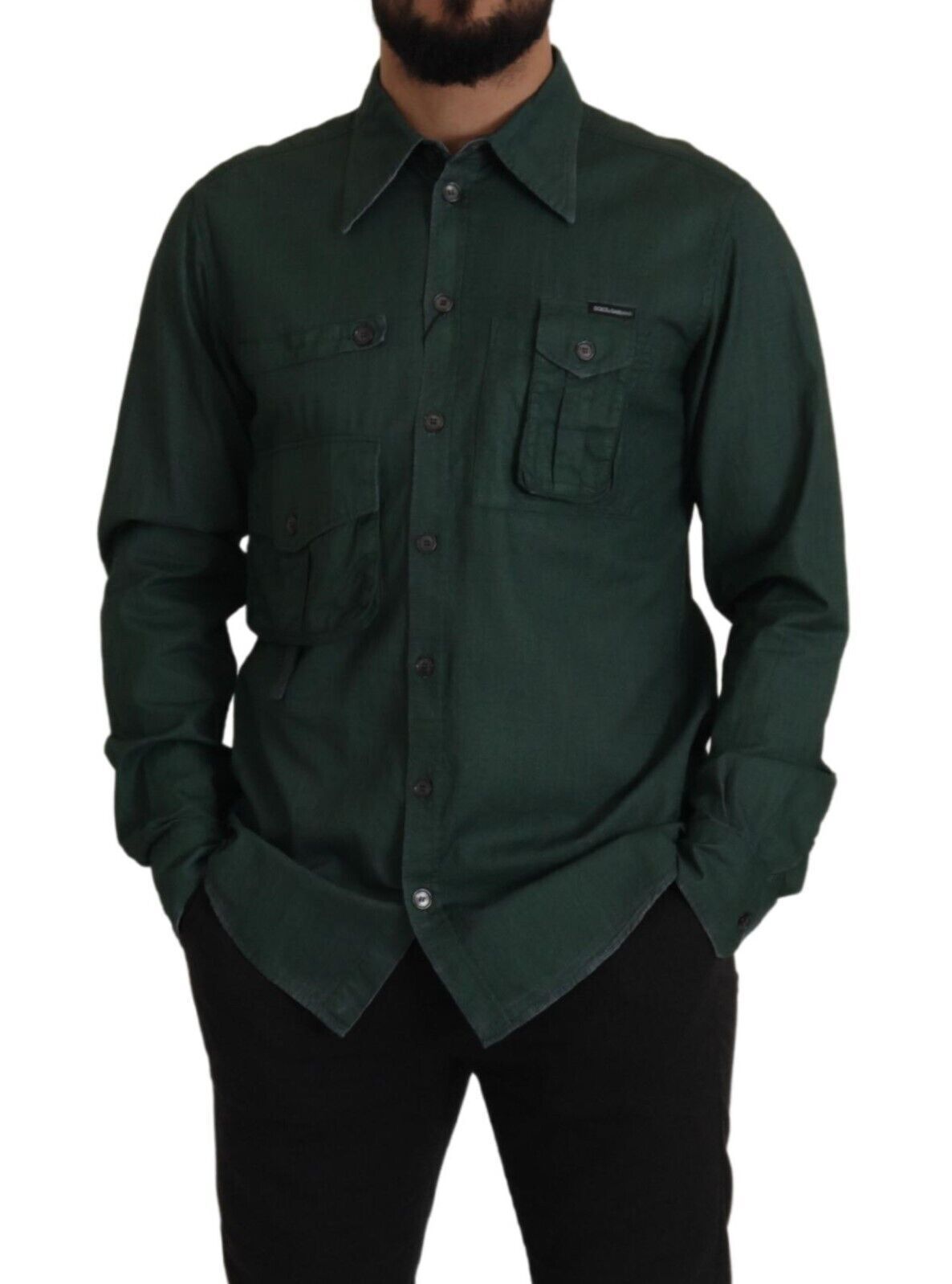 Dolce & Gabbana Emerald Elegance Slim Fit Casual Shirt - IT41 | L