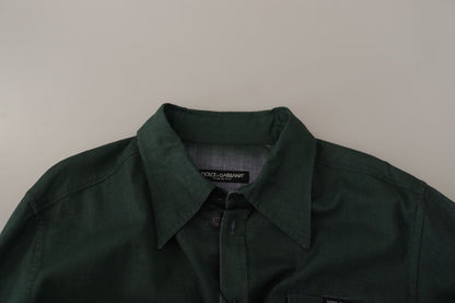 Dolce & Gabbana Emerald Elegance Slim Fit Casual Shirt - IT41 | L